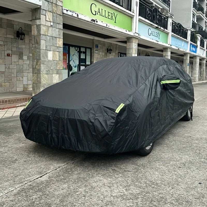 Couverture de voiture Protection extérieure extérieur soleil neige UV couvre SUV berline Auto parasol anti-poussière étanche noir argent