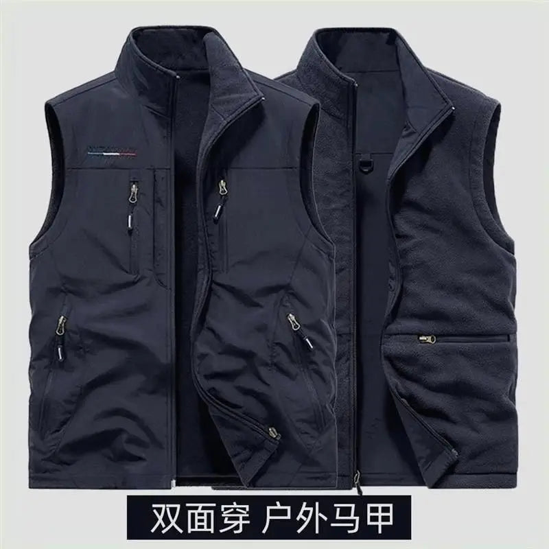 Gilet en polaire d'extérieur pour hommes, pull en polaire brossé, veste épaisse, vêtements Double face, automne et hiver 2025