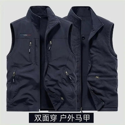 Gilet en polaire d'extérieur pour hommes, pull en polaire brossé, veste épaisse, vêtements Double face, automne et hiver 2025