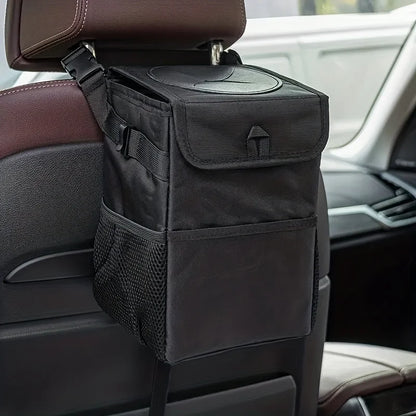 Poubelle de voiture avec couvercle – Organisateur étanche 100 % étanche avec poches de rangement