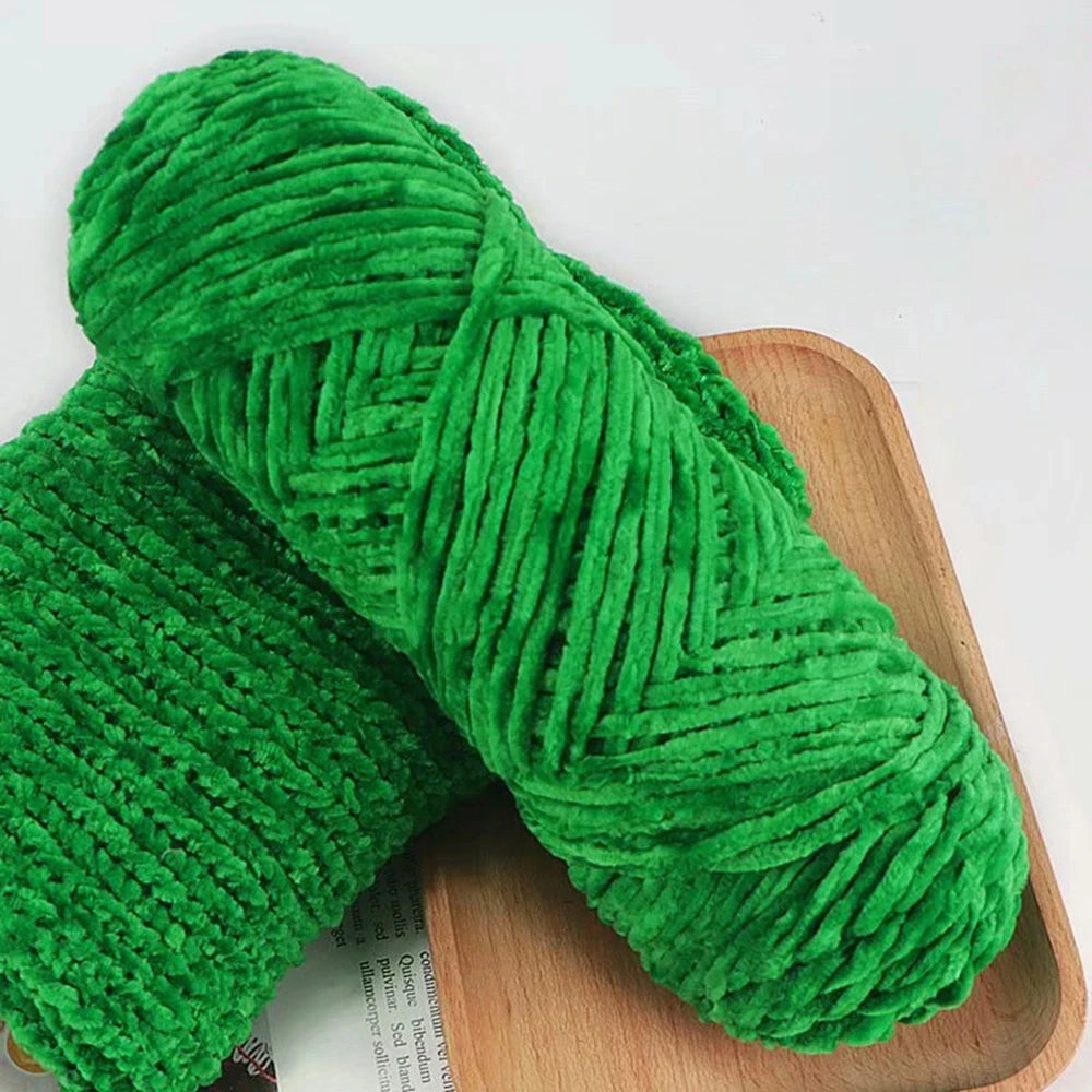 Fil de velours doux en Chenille, mélange de laine tricotée au Crochet, écharpe faite à la main, manteau, couverture et chapeau pour bébé, 95g