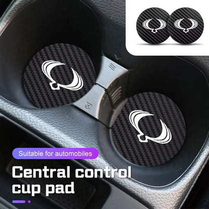 Tapis de dessous de verre d'eau de voiture en Fiber de carbone, antidérapant, accessoire intérieur pour SsangYong Kyron Tivoli Actyon Korando Rexton Torres M200