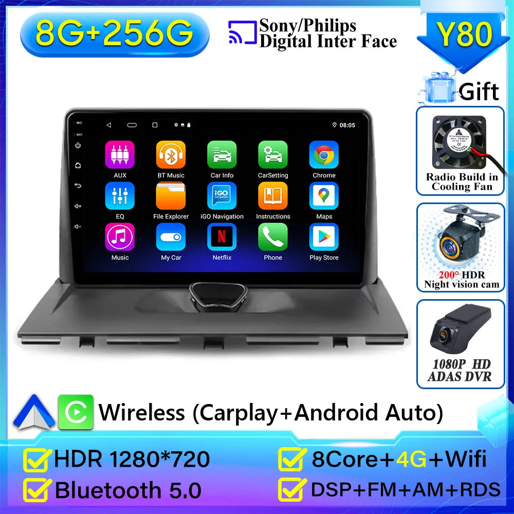 Autoradio Carplay pour KIT Rods 2 G9, Cristaux en Jumpy, Fiat Scudo, Toyota Proace 2007-2017, Navigation GPS, No 2Din, 4G