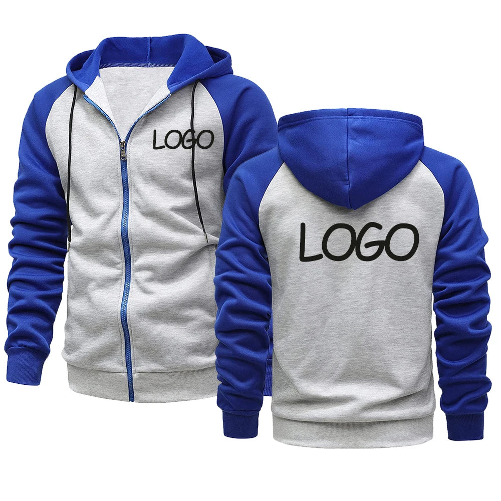 Sweat à capuche décontracté pour hommes et femmes, personnalisé avec votre Logo de marque, hauts contrastés, fermeture éclair, personnalité de rue, cadeaux personnalisés, DIY bricolage