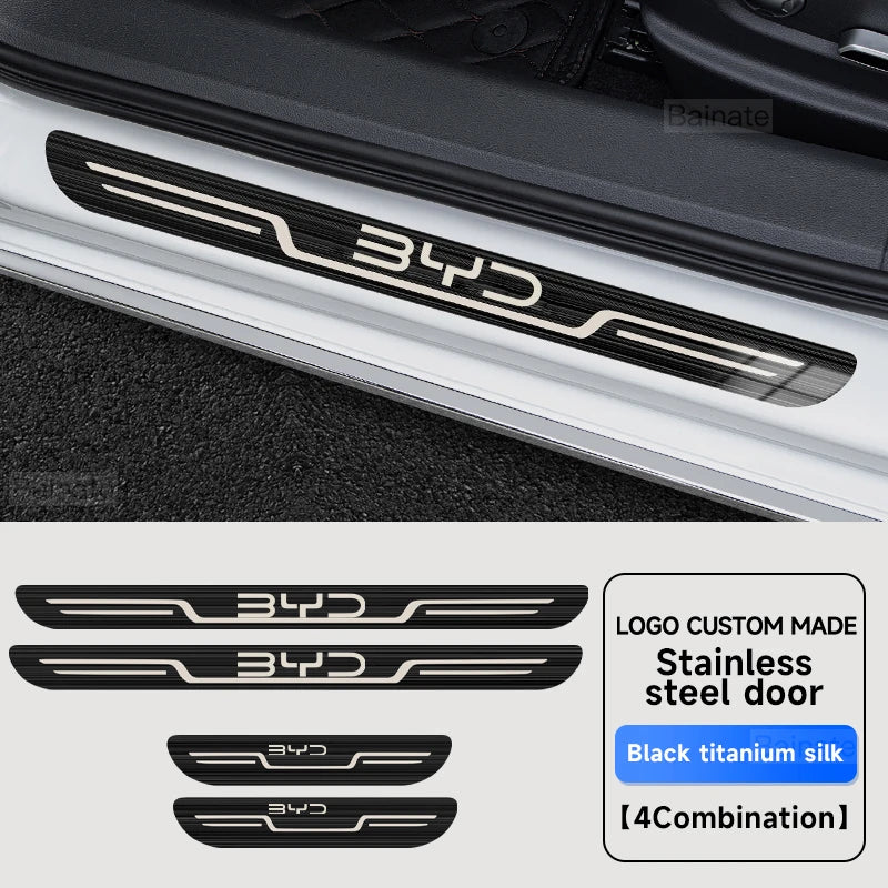 Plaque de seuil de porte de voiture en acier inoxydable, pour BYD Atto 3 Dolphin Seal Tang F3 Dmi Song Yuan EV 2023 2024 Atto 4, accessoires de voiture