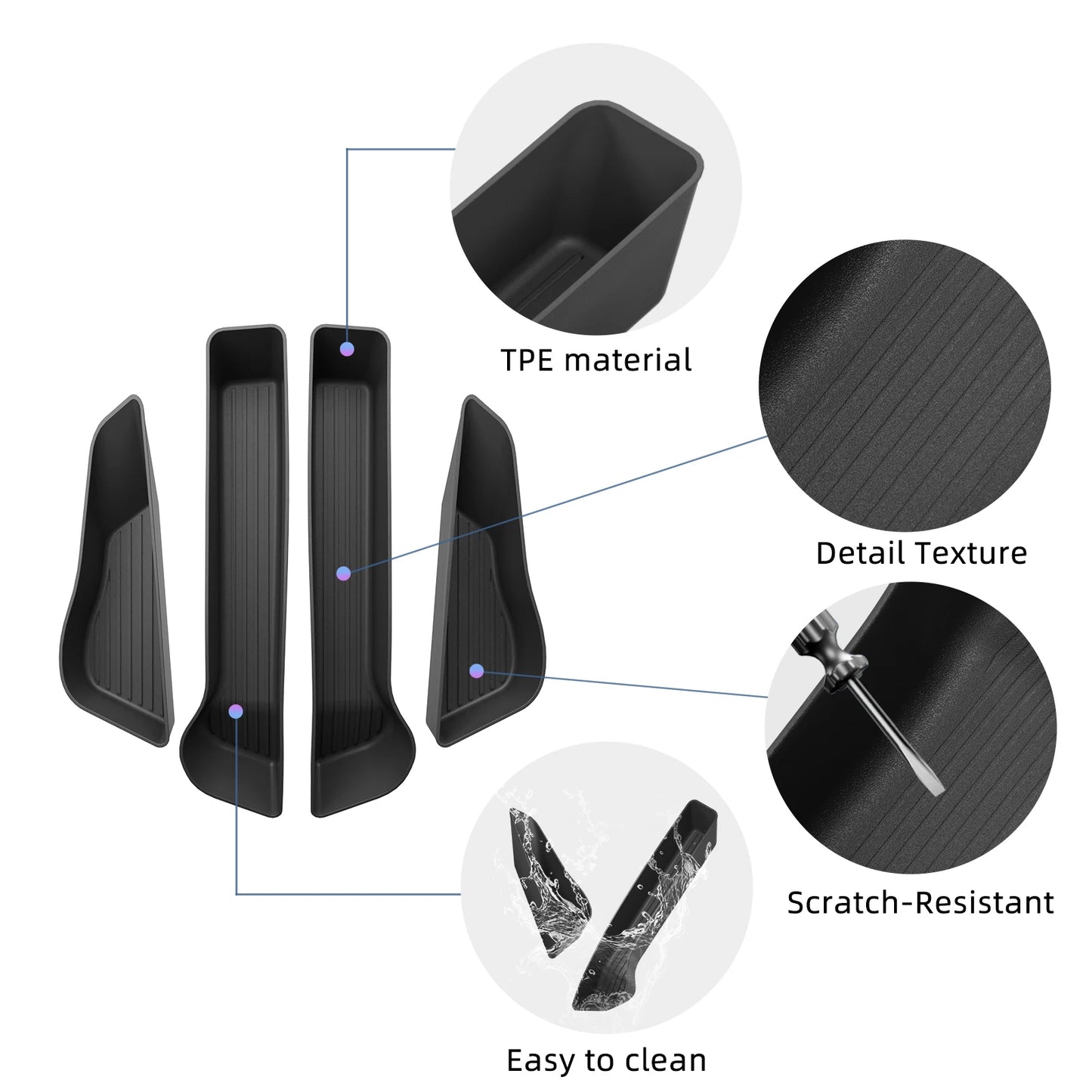 Plateau de rangement de porte avant et arrière pour BYD ATTO3 ATTO 3 YUAN PLUS 2025 2026, boîte de rangement de poignée de porte de voiture, organisateur d'accessoires de voiture en TPE