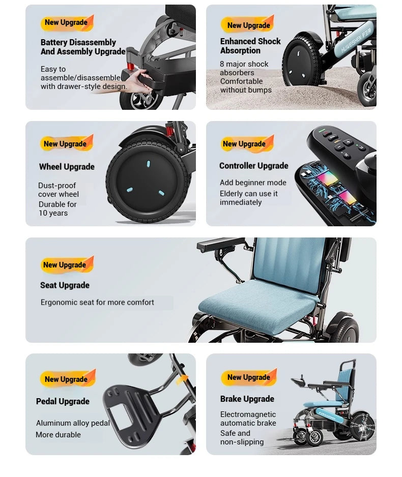 Fauteuil roulant électrique léger et pliable, Intelligent, entièrement automatique, haut de gamme, pour personnes âgées, mobilité