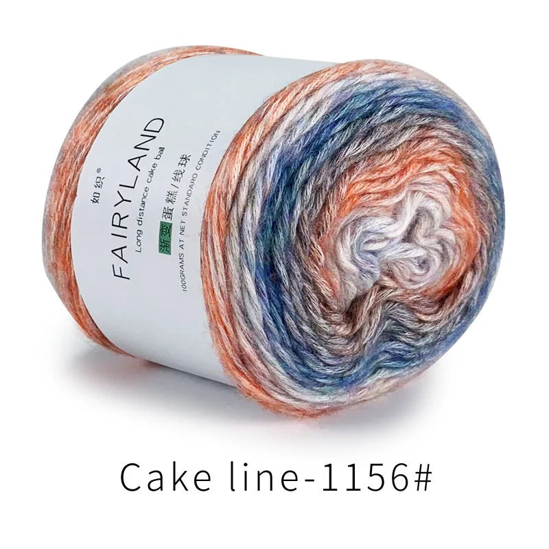 Fil à gâteau dégradé pour tricoter à la main, fil coloré au Crochet, Section moyenne et épaisse, fil arc-en-ciel en laine de coton teint, 100 g/pièce