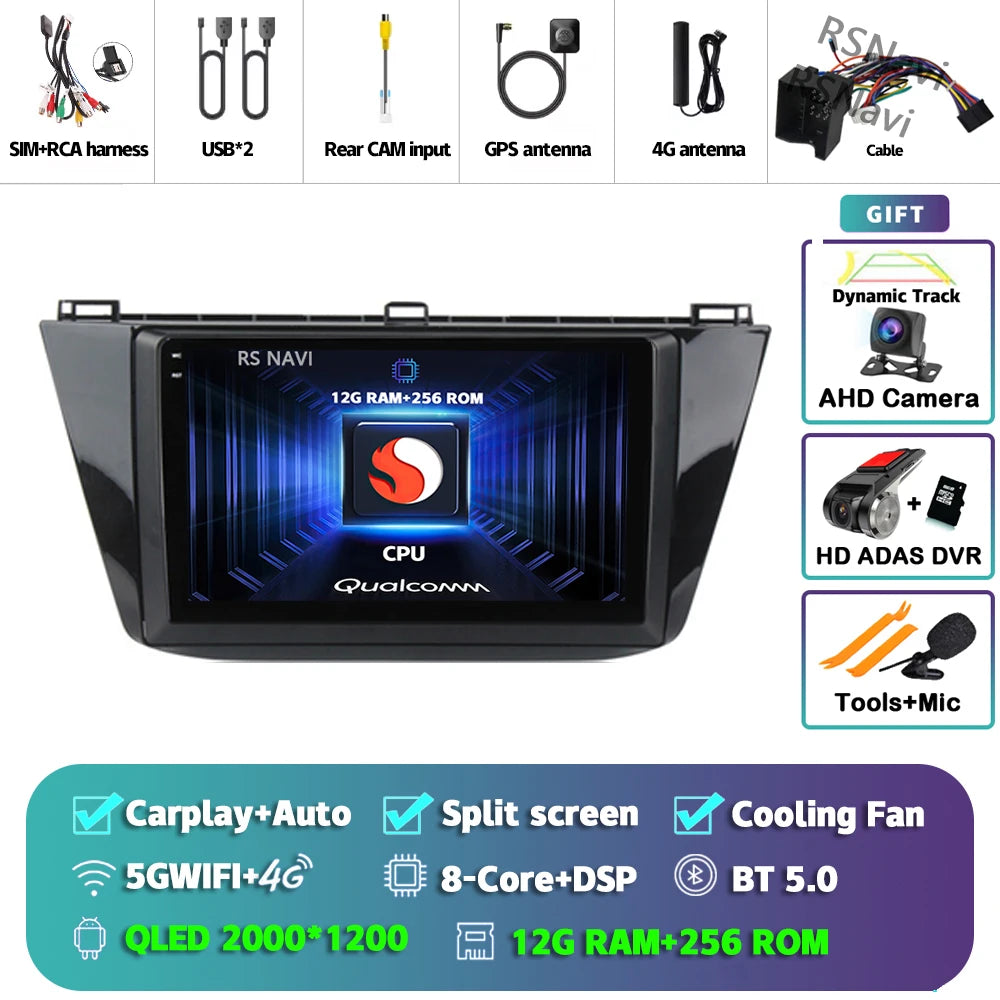 Android 15 Carplay Auto 2K écran autoradio lecteur multimédia pour Volkswagen Tiguan 2 Mk 2016 2017-2019 2 din Autoradio stéréo