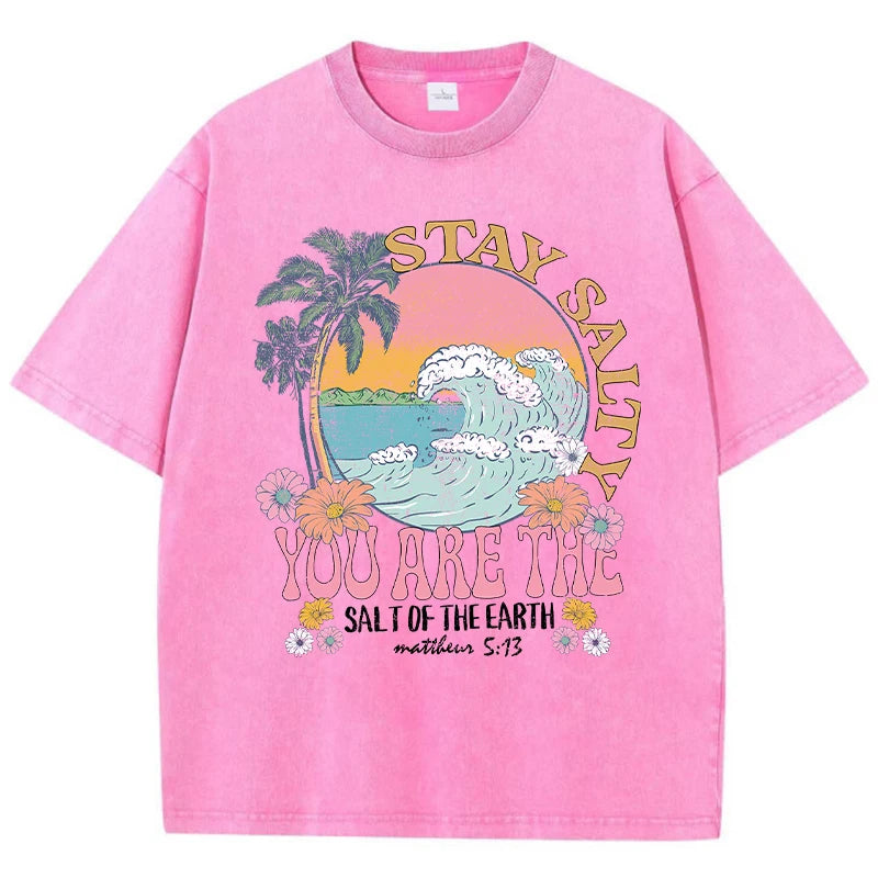 Restez salé vous êtes le sel de la terre femme T-Shirt rue respirant T-Shirts col rond Cool manches courtes Simple T-Shirt ample