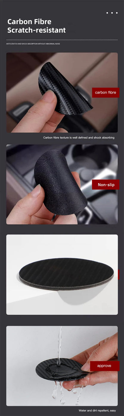 Dessous de verre en cuir de carbone pour voiture, 2 pièces, tasse d'eau, coussinet antidérapant pour BYD Atto 3 Yuan Plus Han Tang EV F3 E6 Dmi Song F0 Qin Pro G3 I3 Ea1