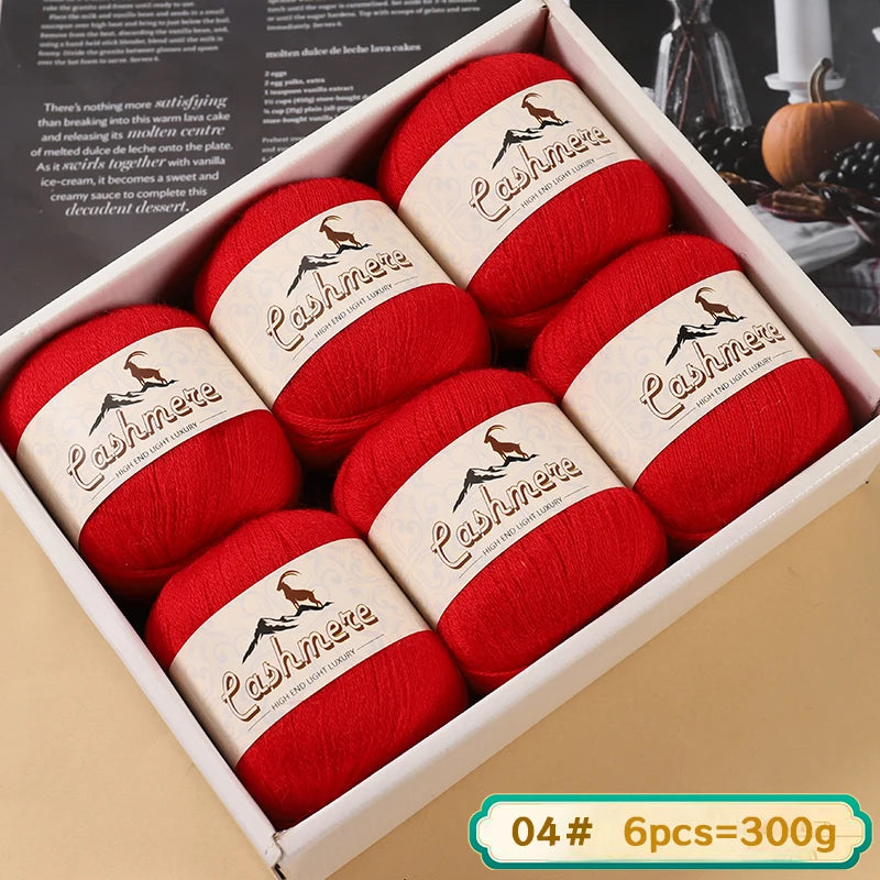 Fil de laine fine pure cachemire 300g, matériel de bricolage tissé à la main, aiguilles à tricoter, pulls chauds, pulls, foulards, boules de fil