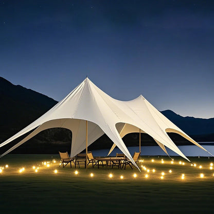 Tente d'extérieur à baldaquin extensible et imperméable, abri solaire en tissu Oxford pour exposition de fêtes de mariage, tente de spectacle commercial Glamping