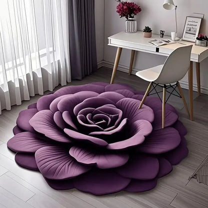 Nouveau tapis de sol en forme de pivoine, doux et durable, 40x40cm, antidérapant et absorbant pour salle de bain