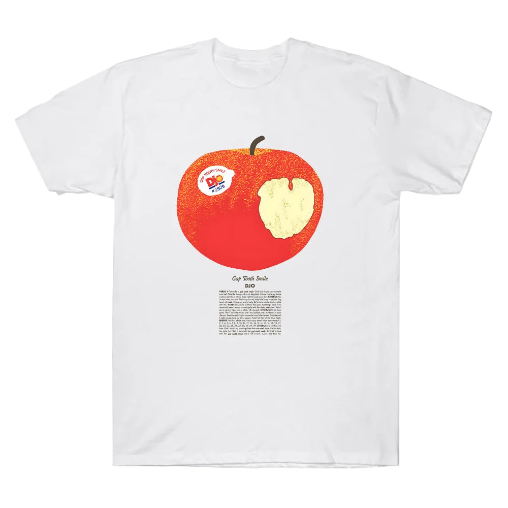 Djo Apple T-Shirt drôle dessin animé graphique t-shirts femmes à manches courtes hommes hauts haute qualité coton T-Shirt unisexe vêtements créatifs