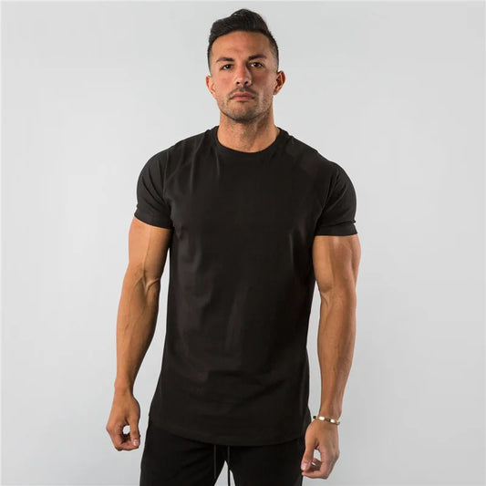 T-shirt hommes décontracté à manches courtes jogging musculaire musculation T-shirt mâle gymnase Fitness hauts T-shirt Streetwear coupe ajustée été T-shirt