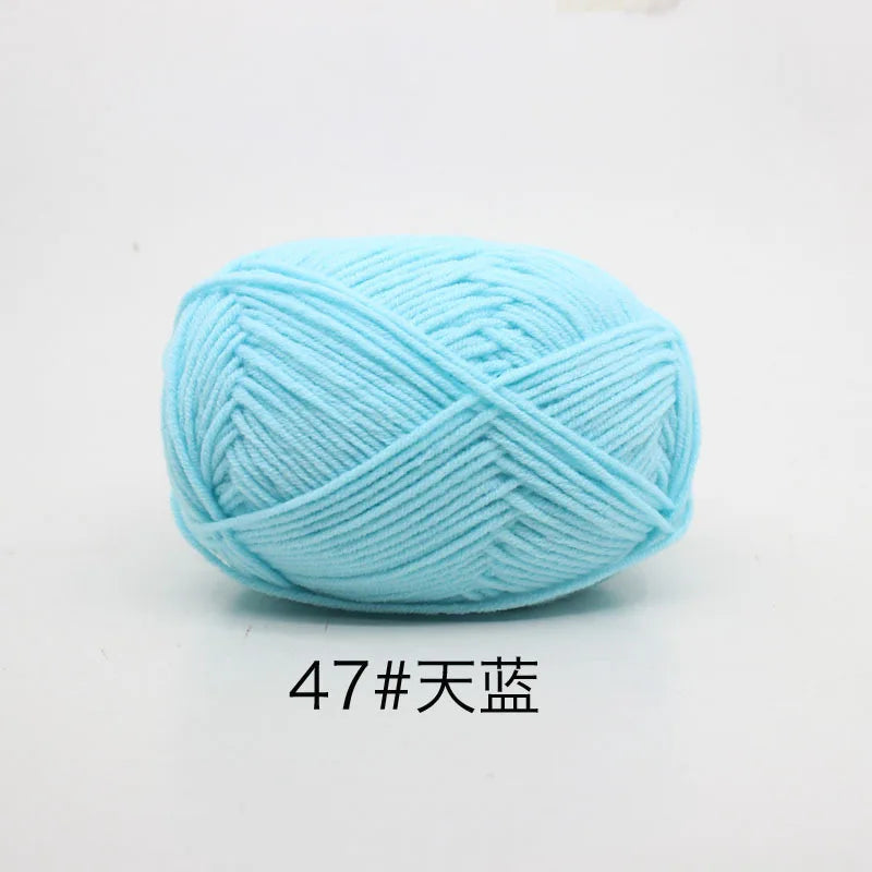 40-50 جم/المجموعة خيوط قطنية حليبية 4 طبقات (80%) للحياكة، صبغة لانا لعمل الكروشيه اليدوي، سترة قبعة دمى بسعر منخفض