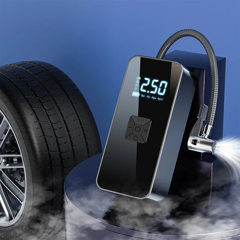 Mini pompe à air sans fil portable pour pneus de voiture et moto, électrique