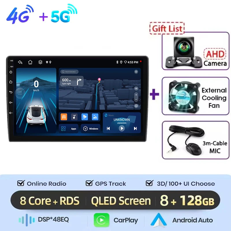 Autoradio multimédia vidéo avec navigation GPS Android16 CarPlay sans fil pour Ford New Transit 2009-2019 Focus 2005-2010