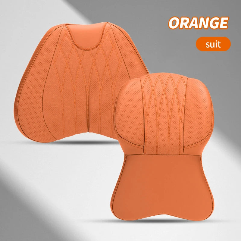 High Quality Universal Car Headrest Cushion Car Seat Neck Pillow Perforated Leather Breathable Lumbar Support Car Pillow
