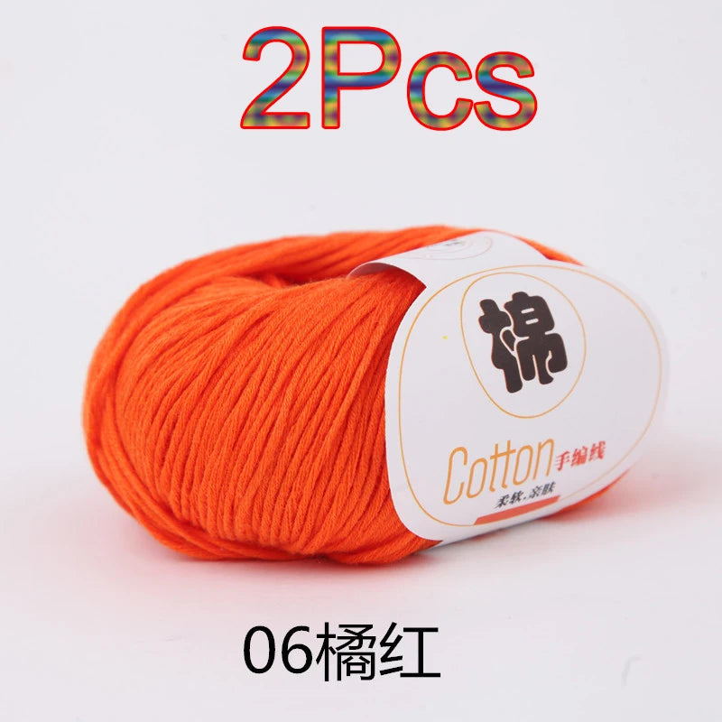 Fil à tricoter doux 100% coton, 2 pièces, fil au Crochet pour tricot, pull, couverture, gants, chapeau, écharpe, crochet, sac amigurumi, pantoufle