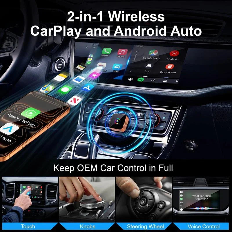 Adaptateur sans fil CarPlay Android Auto Pro3.0 2 en 1 Boîte d'infodivertissement automobile 2026 Nouveau Plug & Play Connexion rapide automatique