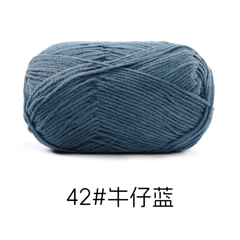 Pelote de Fil de Coton de Lait Peigné à 4 Brins, Laine Douce pour Crocheter et Tisser à la Main, 50g Chacun. 120M)