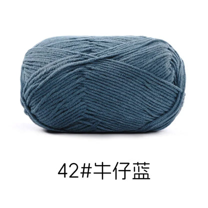 Pelote de Fil de Coton de Lait Peigné à 4 Brins, Laine Douce pour Crocheter et Tisser à la Main, 50g Chacun. 120M)