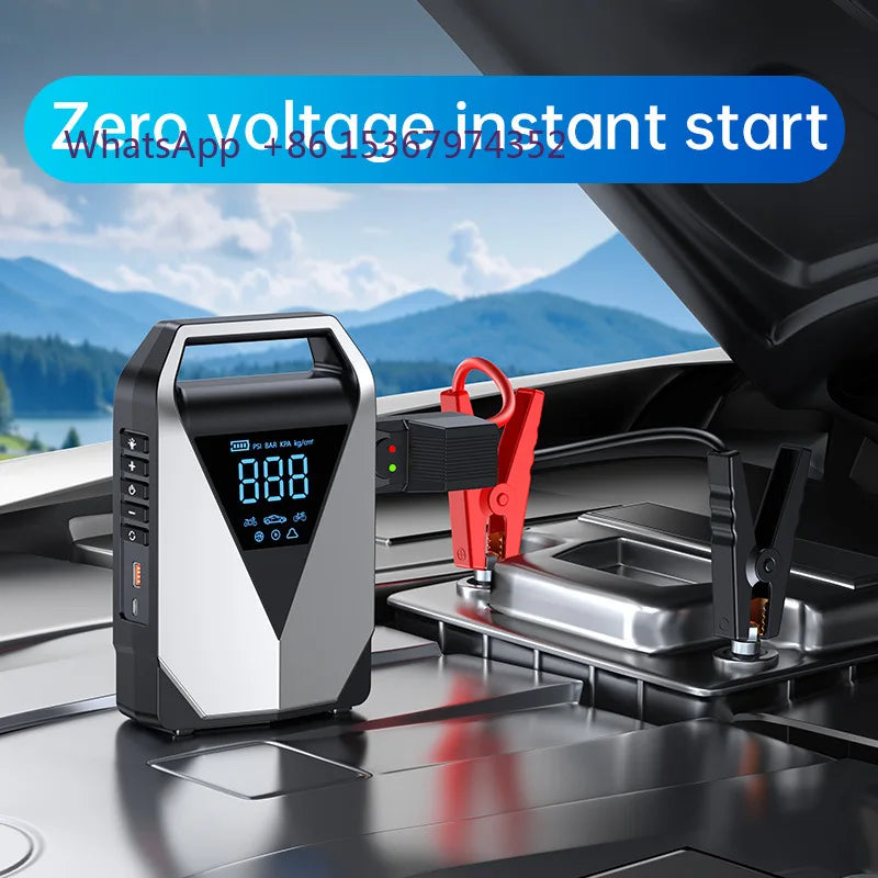 Batterie externe multifonction tout-en-un 12000mAh, démarreur de saut d'urgence pour voiture, lumière LED, gonfleur d'air Portable pour voiture et camion