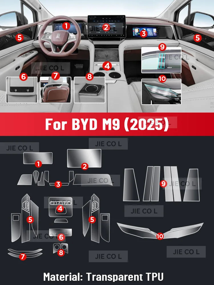 Écran de contrôle Central automatique, Navigation TPU, Film de Protection intérieur anti-rayures, Navigation GPS pour BYD M9 2025 XIA