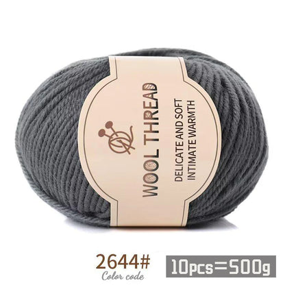 500g 290 Fil de laine d'alpaga peigné moyennement grossier, kit de matériel de tricot fait à la main chaud et à la mode pour l'automne et l'hiver, plusieurs couleurs de boules de fil pour fabriquer des pulls, des foulards