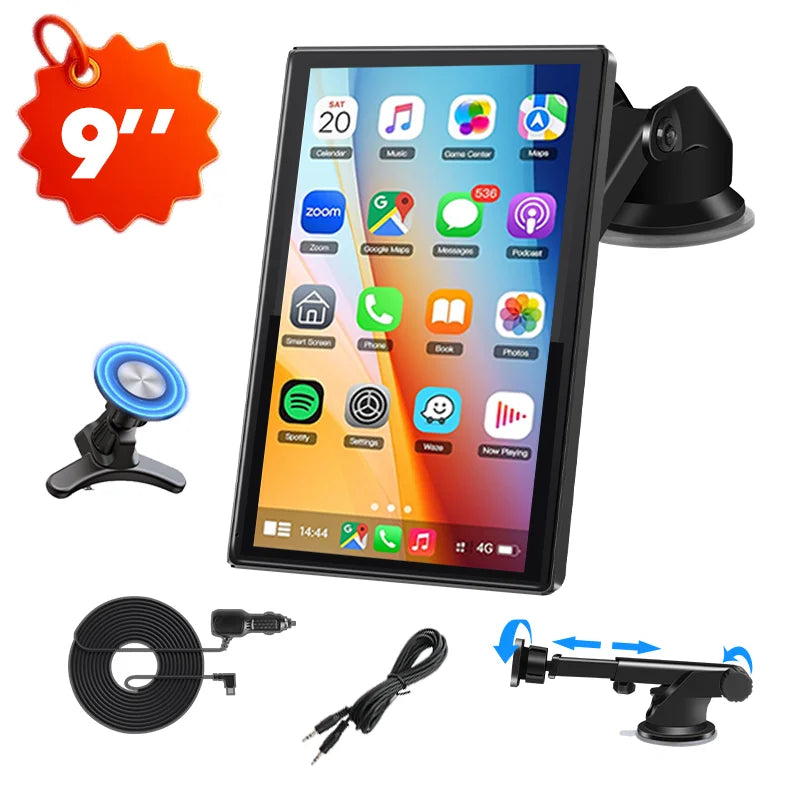 7/8/9 ''Support Orientation et Portrait voiture miroir Radio sans fil Carplay Android Auto multimédia lecteur vidéo écran universel