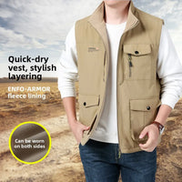 Gilet de sport d'extérieur en polaire épaisse pour homme, réversible, décontracté, coupe ample, fermeture éclair, couleur unie, automne-hiver