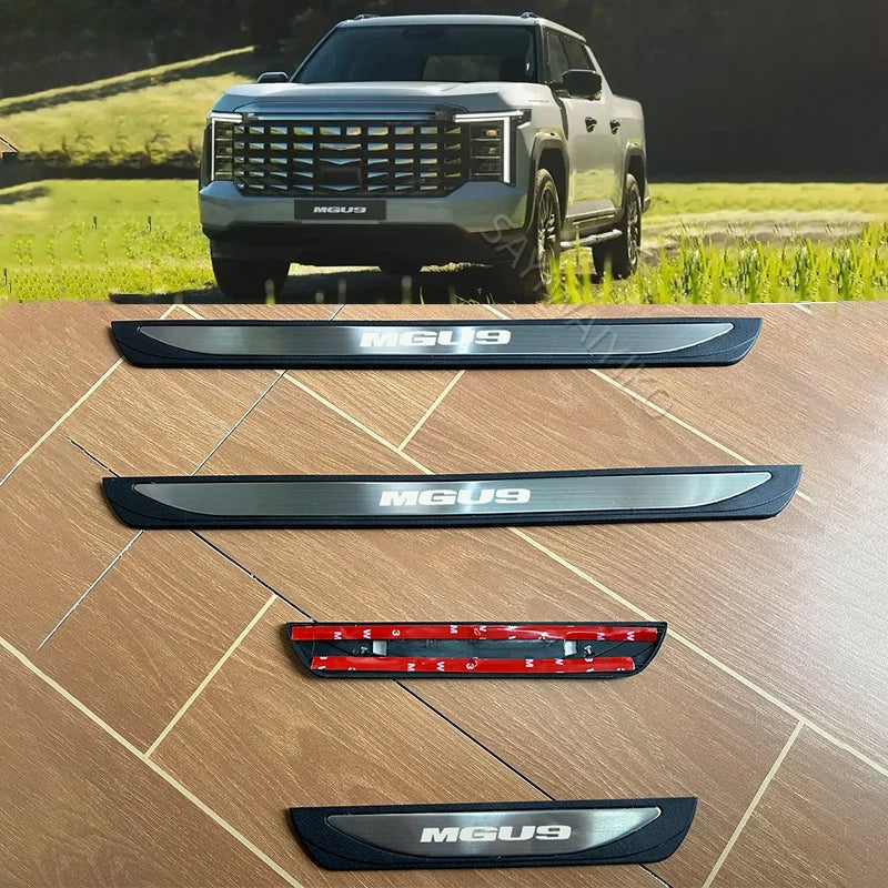 Pour SAIC MGU9 2025 2026 U9 Pick-up, plaque de protection de seuil de porte, garniture de seuil de porte, pédale de bienvenue, protection de seuil, accessoires de voiture