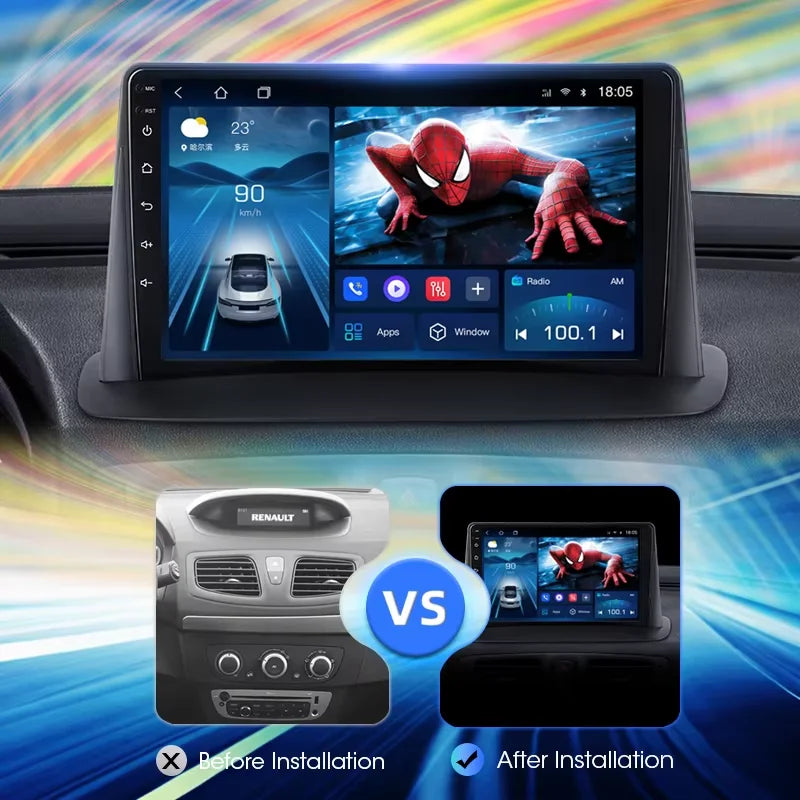 Android Carplay Auto pour Renault Megane 2 2002 2003 2004 2005 2006 2007 2008 2009 lecteur d'autoradio multimédia WIFI + 4G stéréo