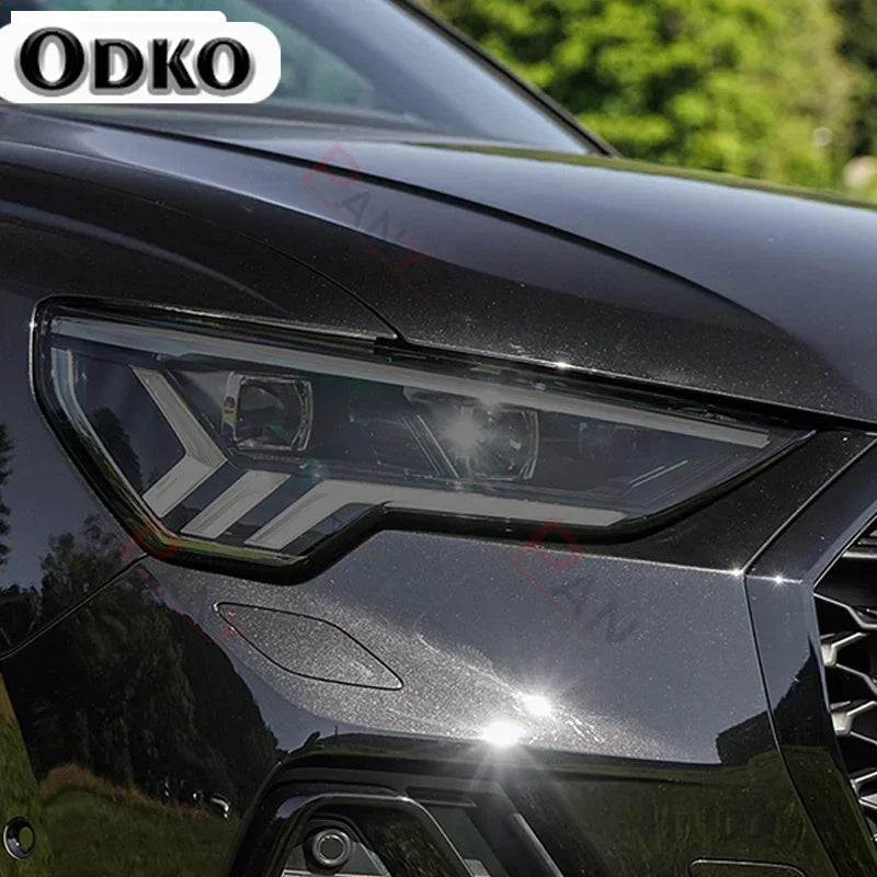 Film de protection pour phares de voiture, 2 pièces, pour Audi Q3 8U F3 2012-présent RSQ3 Sportback 2020, autocollant Transparent en TPU noir