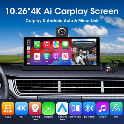 Srnubi 10.26 ''4K ADAS Dashcam voiture DVR Android Auto Carplay écran automobile système Intelligent enregistreur vidéo moniteur rétroviseur