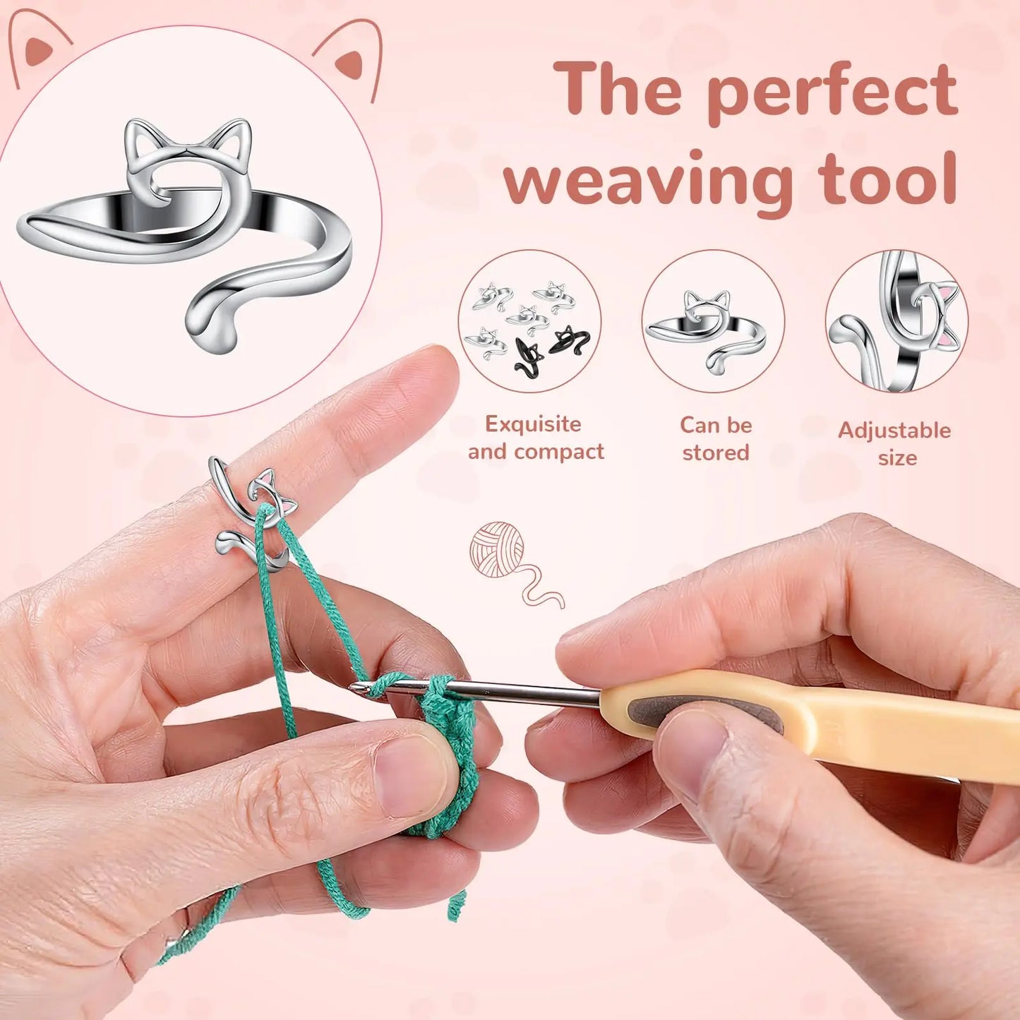 Anneau de boucle de Crochet réglable, 2 pièces, Guide de fil tricoté, support plus rapide, dé à coudre, Crocheters, anneau de fil, outils de couture