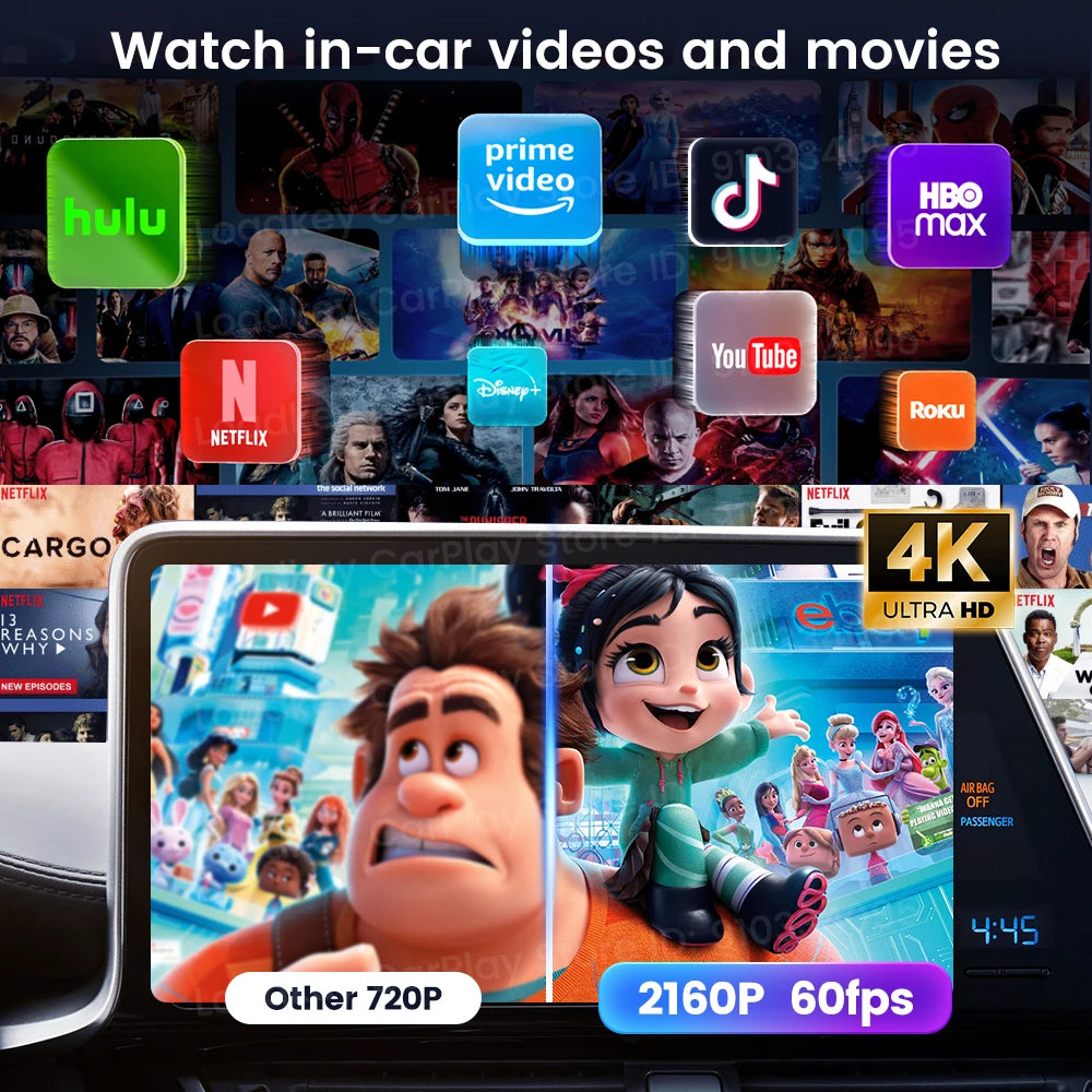 CarlinKit 3 en 1 Android 15 CarPlay Ai Box adaptateur sans fil Android Auto Qualcomm SM6350 128GB 8 cœurs pour Youtube Netflix FOTA