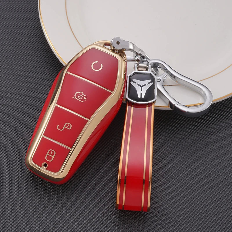 Étui pour clé de voiture en TPU à 4 boutons, housse de protection pour télécommande BYD Atto 3 Han EV Dolphin, accessoires automobiles