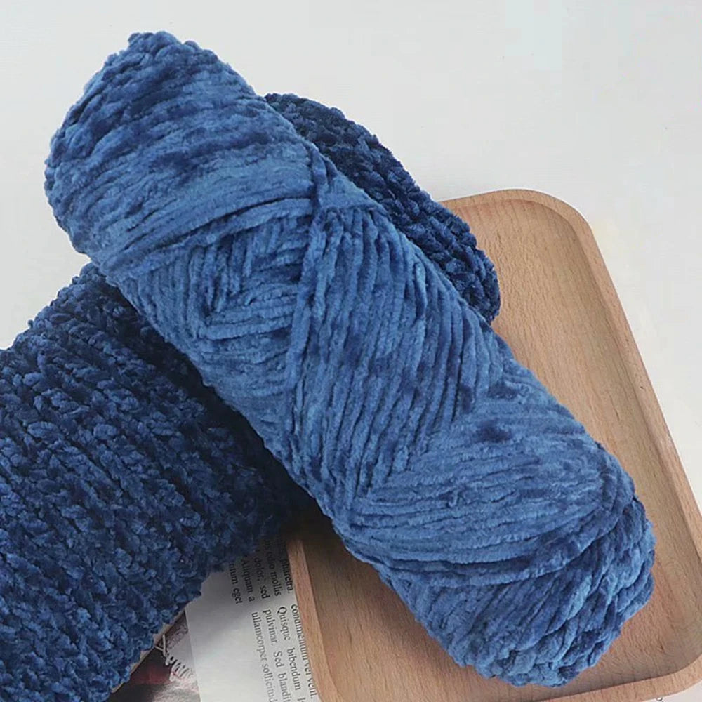 Fil de velours doux en Chenille, mélange de laine tricotée au Crochet, écharpe faite à la main, manteau, couverture et chapeau pour bébé, 95g