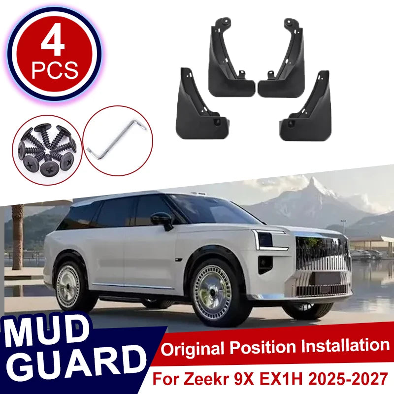 Pour Zeekr 9X accessoires EX1H 2025 2026 2027 4 pièces couvercle de garde-boue de voiture garde-boue roues Protection anti-rayures pneu arrière boue