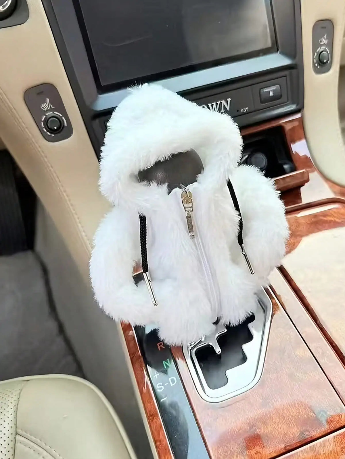 Housse de changement de vitesse de voiture floue, 1 pièce, manchon de pommeau de levier de vitesse en velours de Style sweat à capuche, universel pour les transmissions manuelles et automatiques