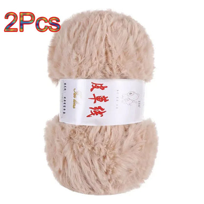 Fil de laine de vison, 2 pièces, fil de fausse fourrure, cachemire, tricot à la main, Crochet, fil de pull, vêtements, écharpe, fil de vison moelleux