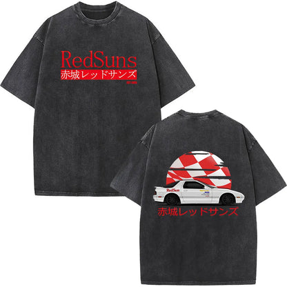 Anime Initial D Drift AE86 lavé Vintage imprimé T-shirt RX-7 R34 horizon GTR JDM T-shirts hommes Harajuku confortable surdimensionné T-shirts
