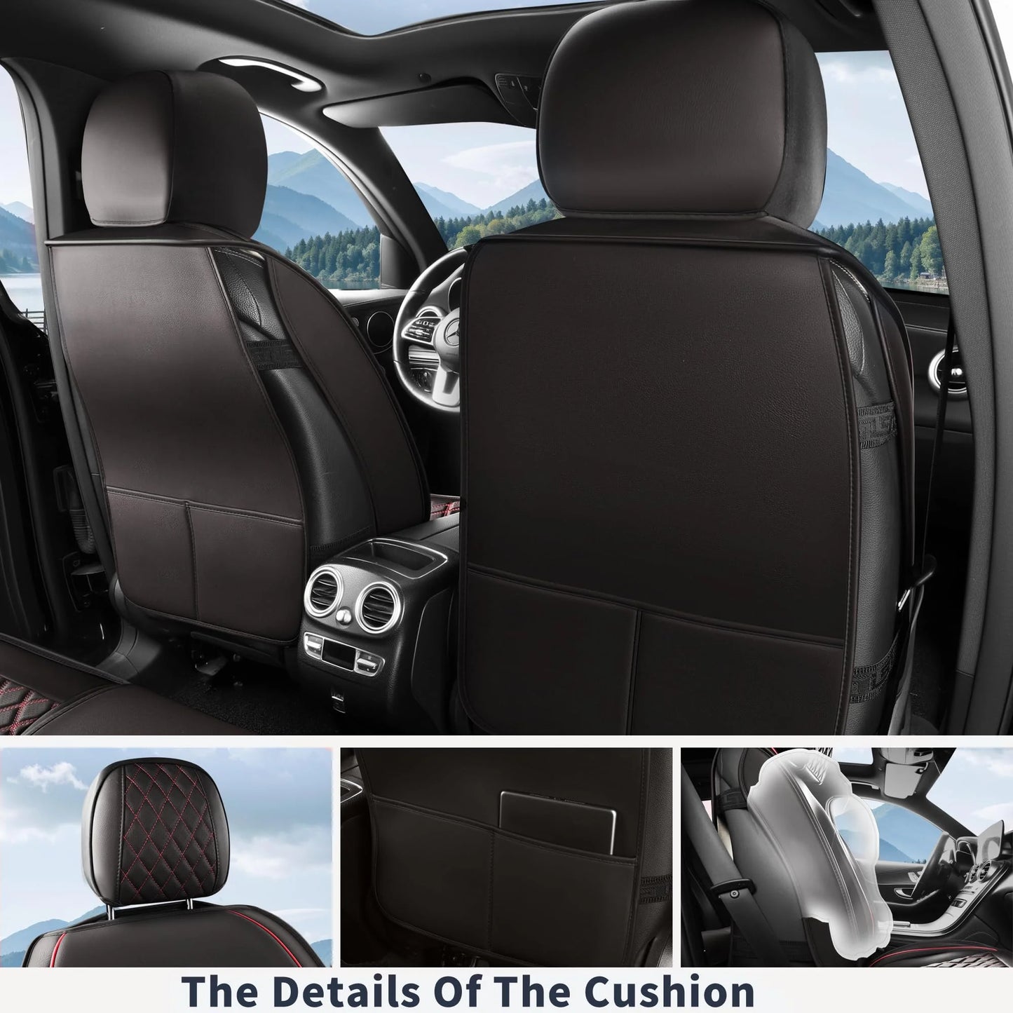 5 pièces housse de siège de voiture en cuir protecteur siège imperméable housses de siège automobile ensembles complets respirant ajustement universel couverture de sièges complets