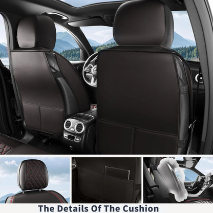 5 pièces housse de siège de voiture en cuir protecteur siège imperméable housses de siège automobile ensembles complets respirant ajustement universel couverture de sièges complets