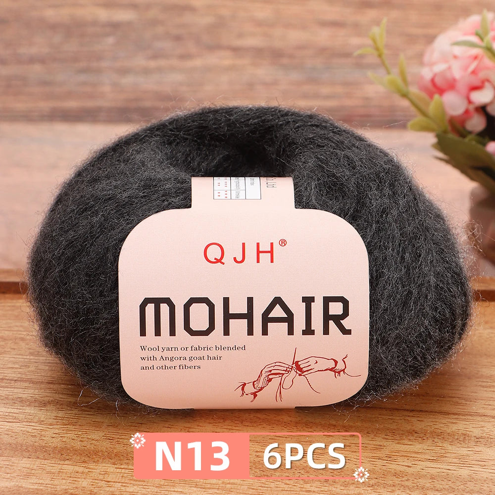 Fil Mohair doux et chaud, 6 paquets/150g, chaussettes de pull en tricot faites à la main, fil d'écharpe châle au Crochet, 60% Mohair, 40% acrylique