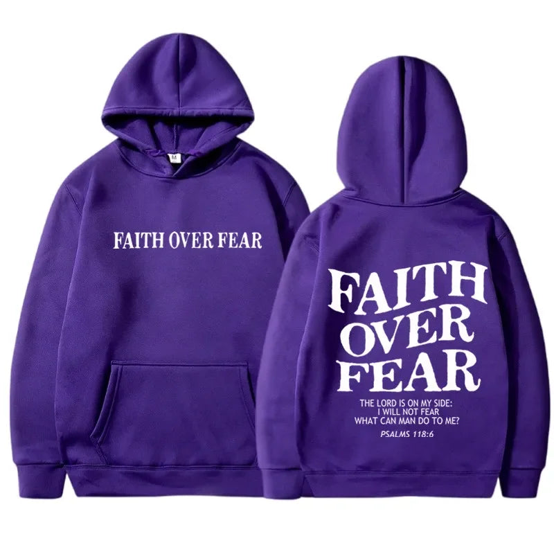 FAITH OVER FEAR sweat à capuche imprimé pour hommes femmes décontracté à manches longues sweats à capuche Hip Hop Harajuku sweat à capuche Y2k hommes hauts à capuche