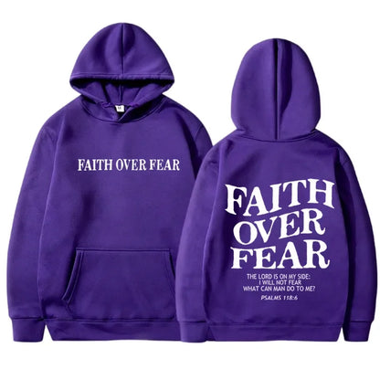 FAITH OVER FEAR sweat à capuche imprimé pour hommes femmes décontracté à manches longues sweats à capuche Hip Hop Harajuku sweat à capuche Y2k hommes hauts à capuche